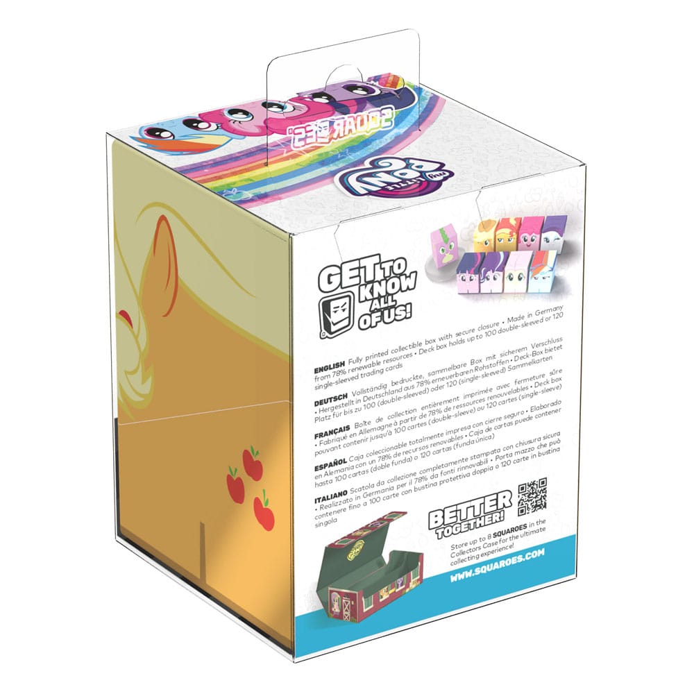Squaroes My Little Pony Apple Jack deck box, in retail packaging, back view with product information