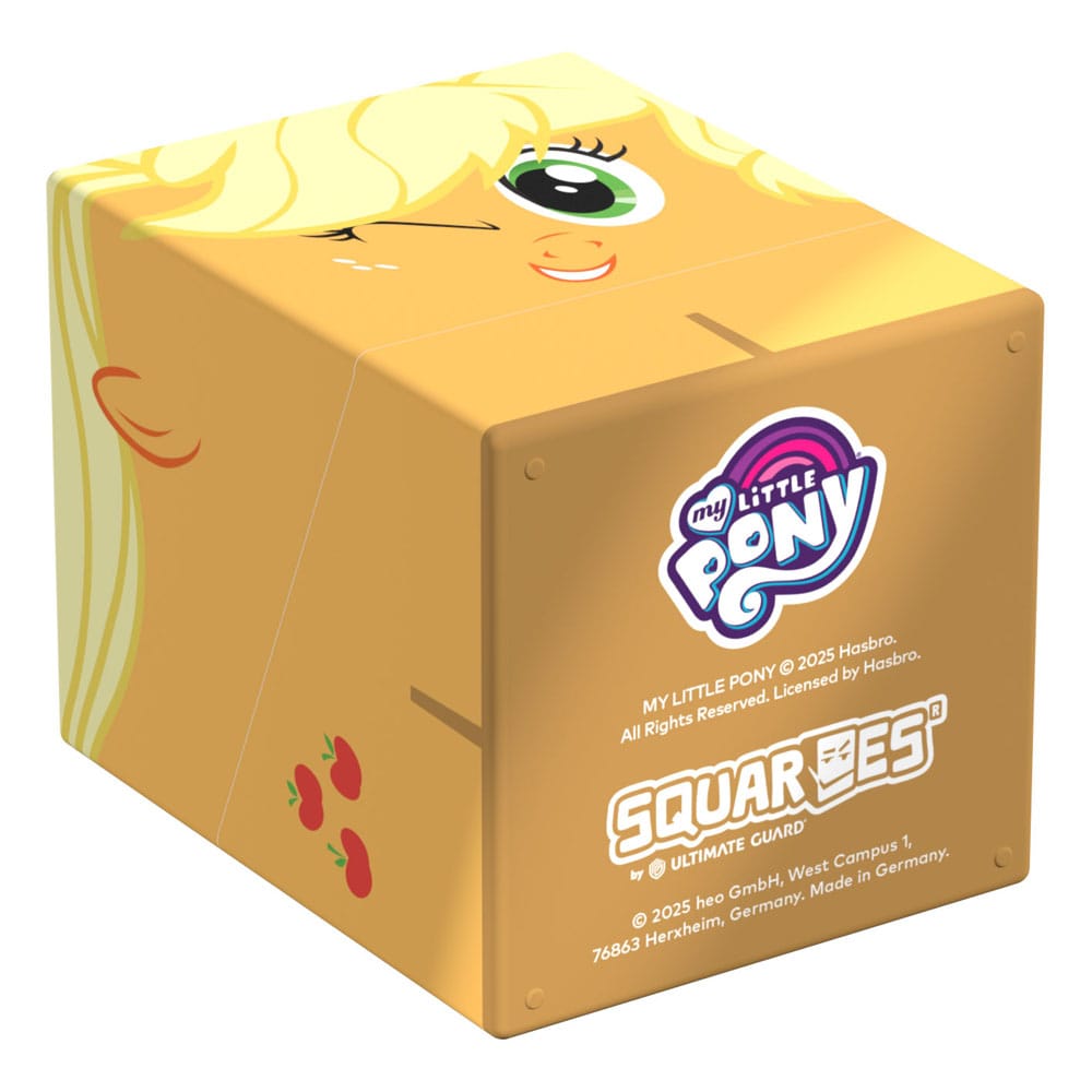 Squaroes My Little Pony Apple Jack deck box, on its side showing the base with licence and Squaroes logos