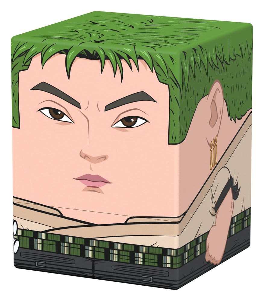 Squaroes One Piece Roronoa Zoro deck box, front corner view angled right