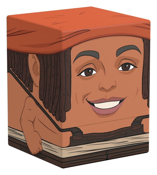 Squaroes One Piece Usopp deck box, red bandana and smile, front corner view angled left