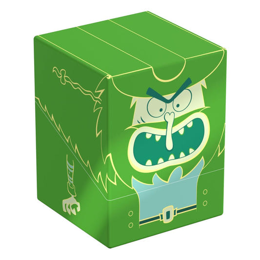 Squaroes SpongeBob SquarePants Flying Dutchman deck box, green ghostly face, front corner view angled left