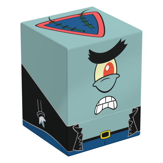 Squaroes SpongeBob SquarePants Pirate Plankton deck box, red eye and black pirate coat, front corner view angled left