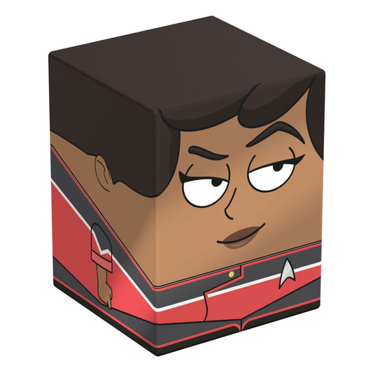 Squaroes Star Trek: Lower Decks Beckett Mariner ST001 card box, front and left side view with dark hair and red uniform