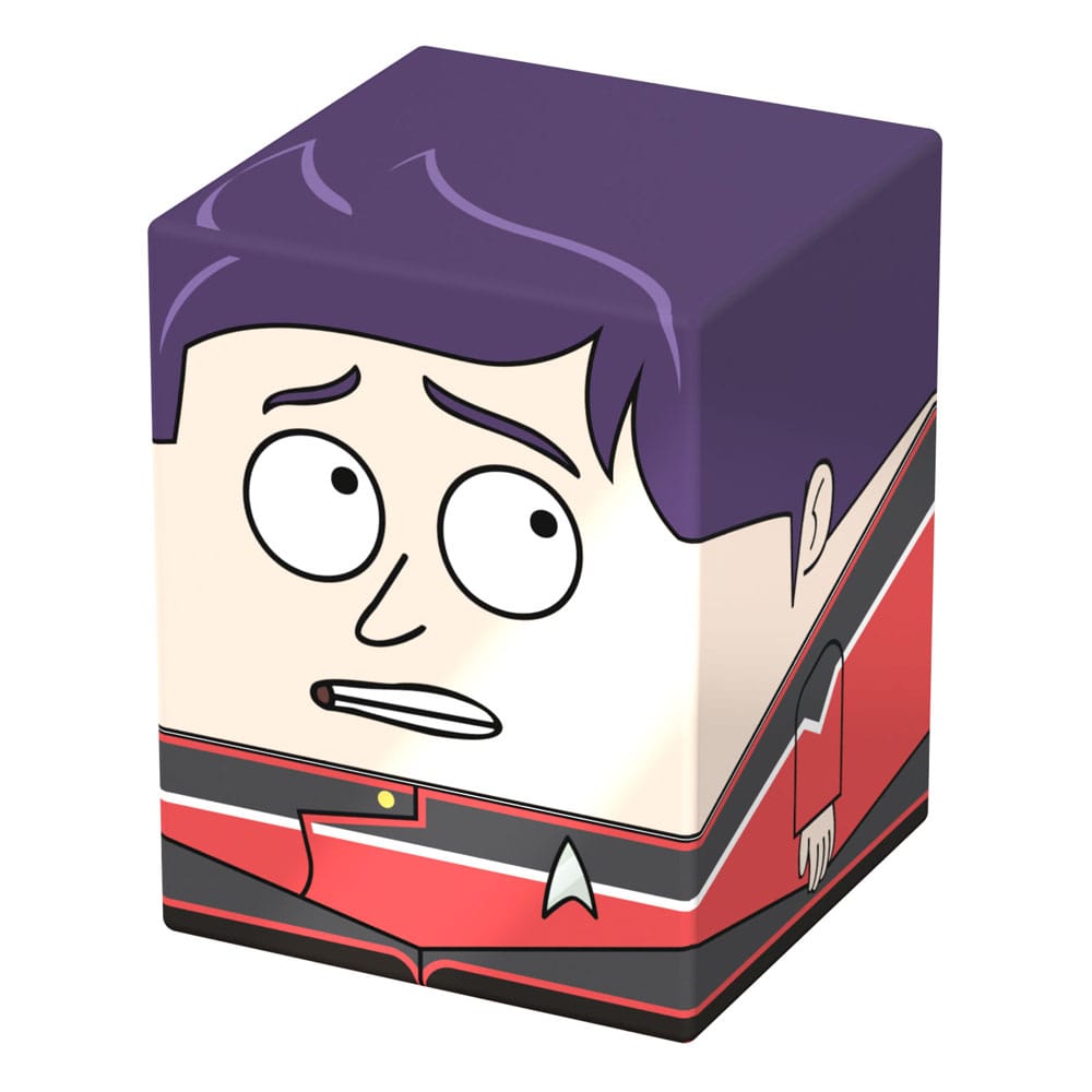 Squaroes Star Trek: Lower Decks Brad Boimler ST002 card box, front and right side view