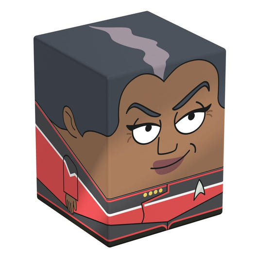 Squaroes Star Trek: Lower Decks Carol Freeman ST005 card box, front and left side view with smirk and red captain uniform