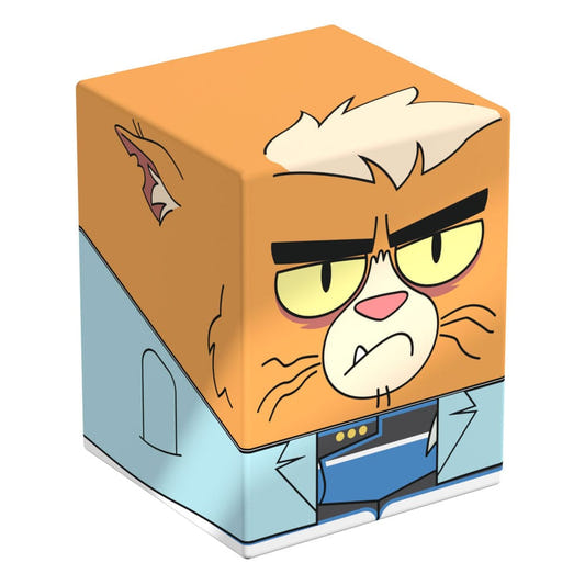 Squaroes Star Trek: Lower Decks T'Ana ST007 card box, front and left side view with grumpy cat face and light blue coat