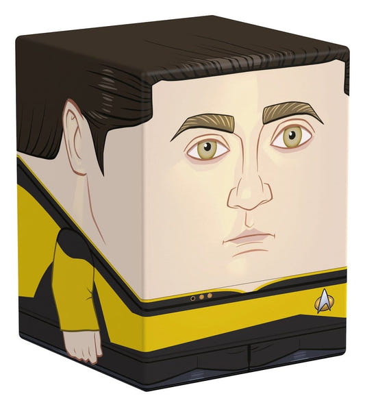 Squaroes Star Trek: TNG Data ST020 card box, front and left side view with pale face and gold uniform