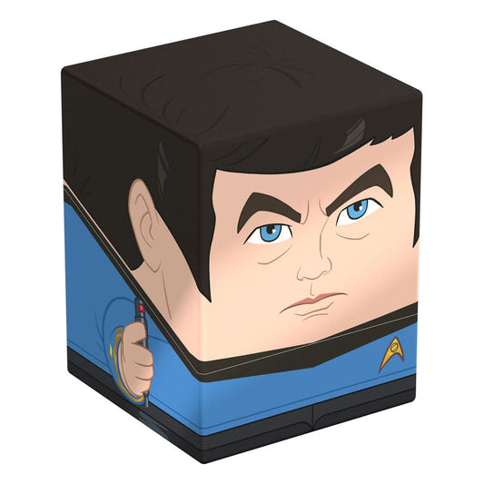 Squaroes Star Trek Dr. McCoy ST013 card box, front and left side view with blue medical tunic