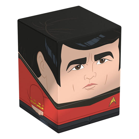 Squaroes Star Trek Scotty ST014 card box, front and left side view with red engineering tunic
