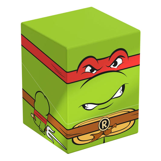 Squaroes TMNT Raphael NT004 card box, front and left side view with red mask and sai