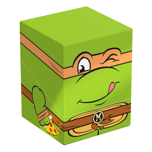 Squaroes TMNT Michelangelo NT005 card box, front and left side view with orange mask, wink and pizza