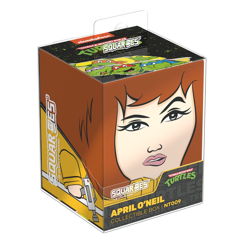 Squaroes TMNT April NT009 card box, in clear retail packaging, front view with name label