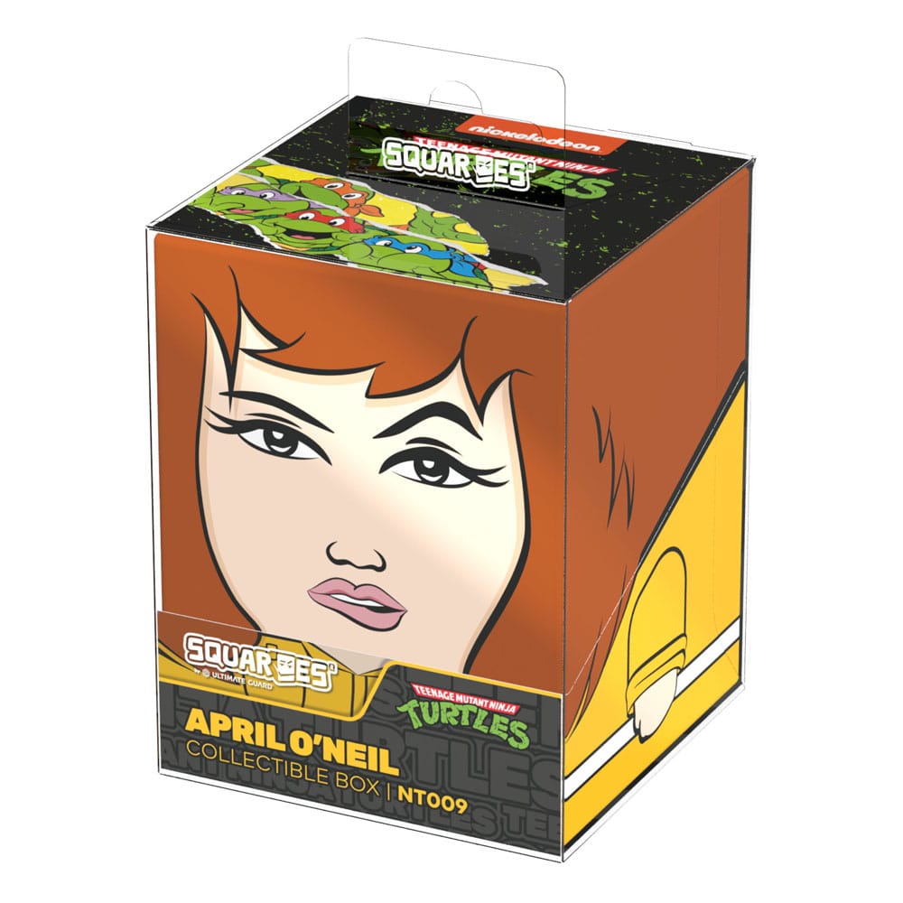Squaroes TMNT April NT009 card box, in retail packaging, straight-on front view