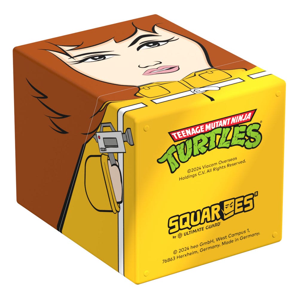Squaroes TMNT April NT009 card box, on its side, base printed with TMNT logo