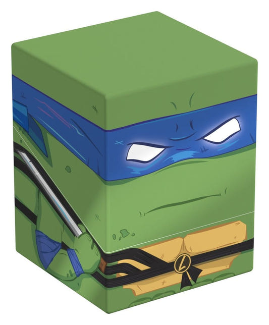 Squaroes TMNT Action Mode Leonardo NT014 card box, front and left side view with blue mask and katana