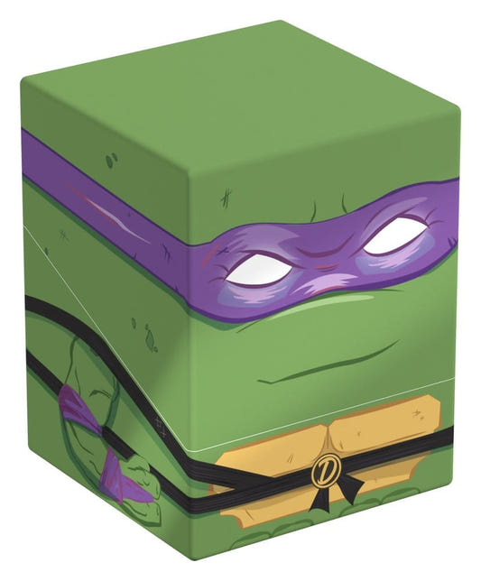 Squaroes TMNT Action Mode Donatello NT015 card box, front and left side view with purple mask and bo staff