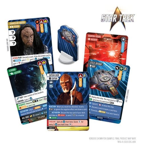 Star Trek Captain's Chair Duty and Honor card game, Klingon captain, ship and location cards with token