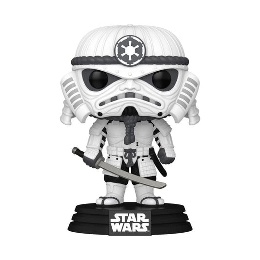 Funko Pop! Star Wars Stormtrooper vinyl figure in samurai-style armour with a katana, on a black base