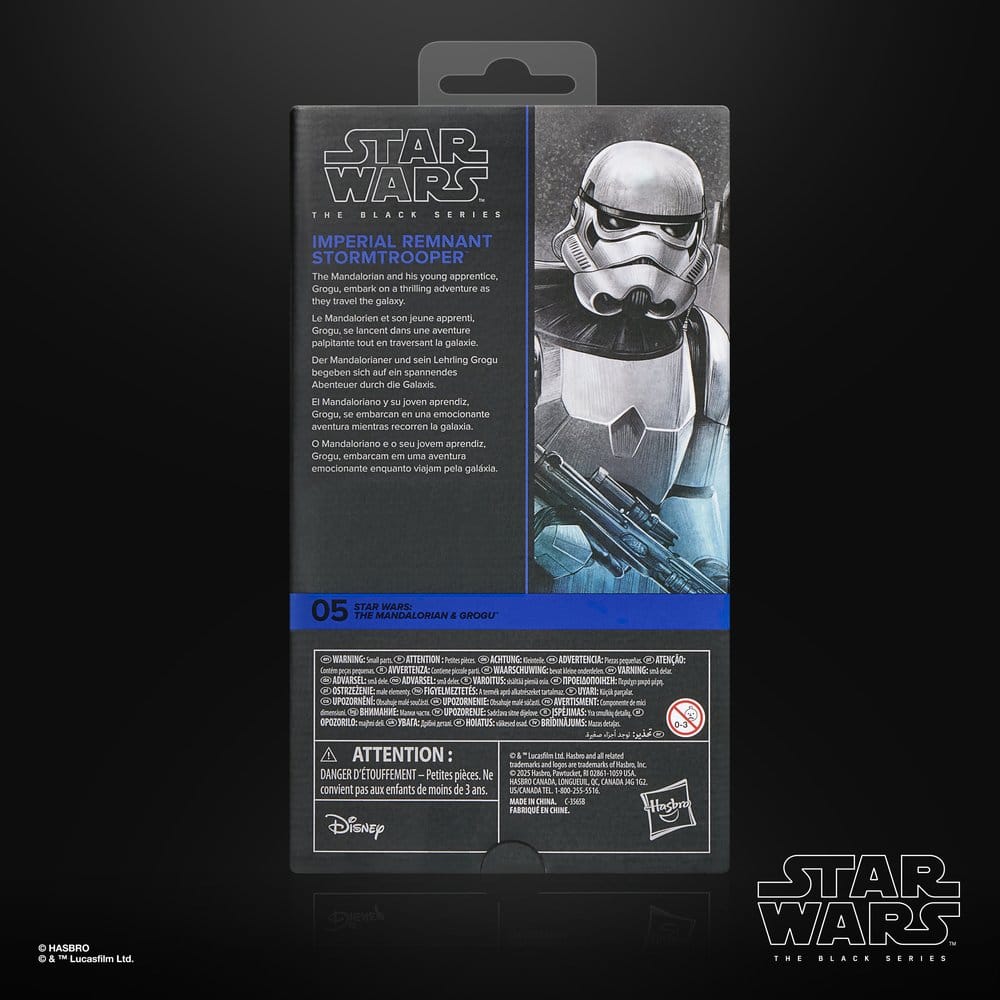 Back of the Imperial Remnant Stormtrooper Black Series box with artwork and text