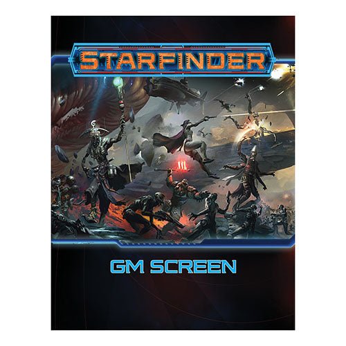 Starfinder GM Screen by Paizo, cover art of a sci-fi battle scene