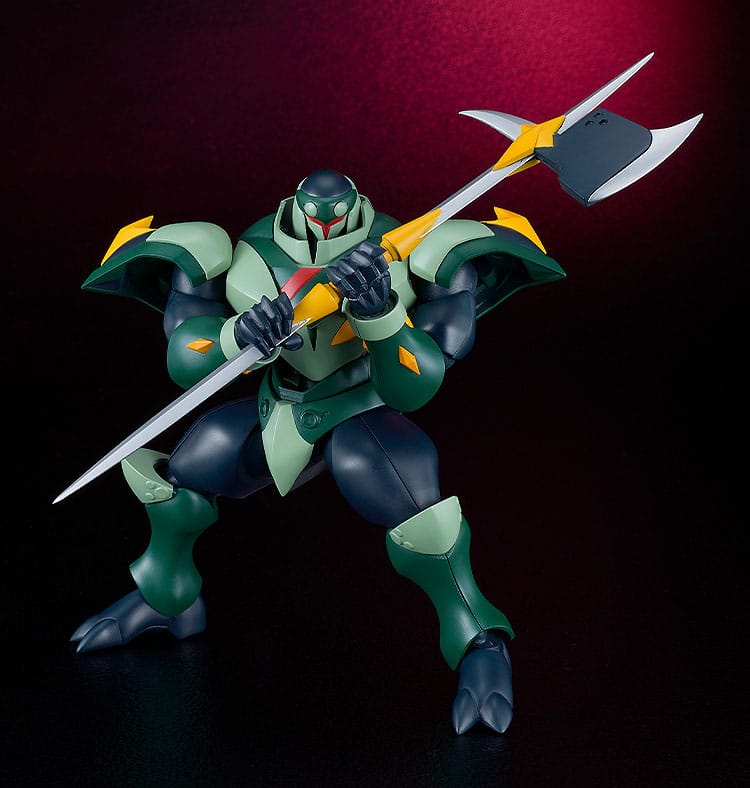 Tekkaman Axe Moderoid kit gripping his axe diagonally in a battle stance