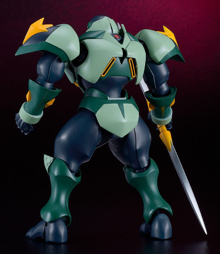 Rear view of the Tekkaman Axe Moderoid model kit with axe held at his side