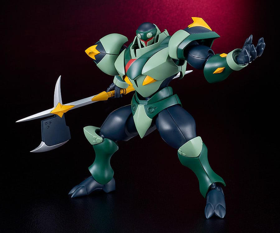 Tekkaman Axe Moderoid kit swinging his axe low in a wide action pose