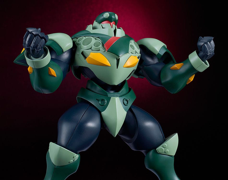 Close-up of Tekkaman Axe Moderoid kit head and chest armour with fists raised
