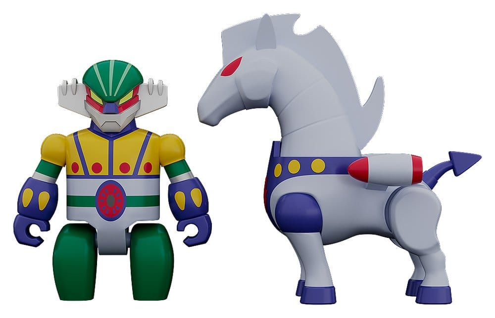 Good Smile Brickroid Steel Jeeg and Pantheroid figures side by side, white background