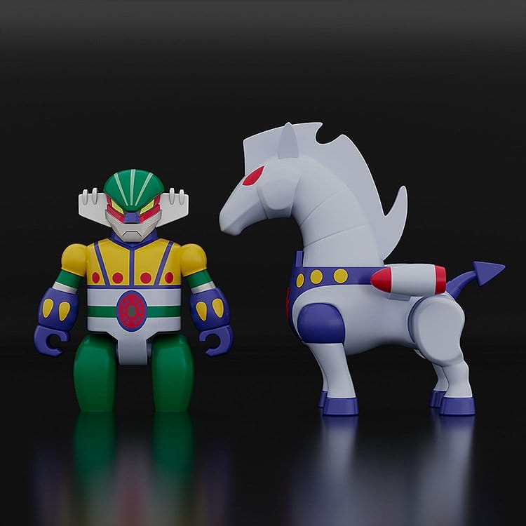 Brickroid Steel Jeeg and Pantheroid 2-pack figures together on dark backdrop