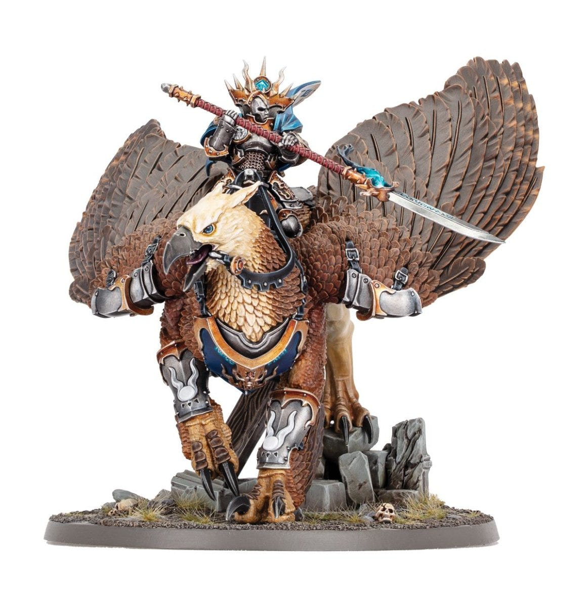 Painted Stormcast Lord-Vigilant on Morrgryph with Hallowed Glaive, alternative build, brown wings