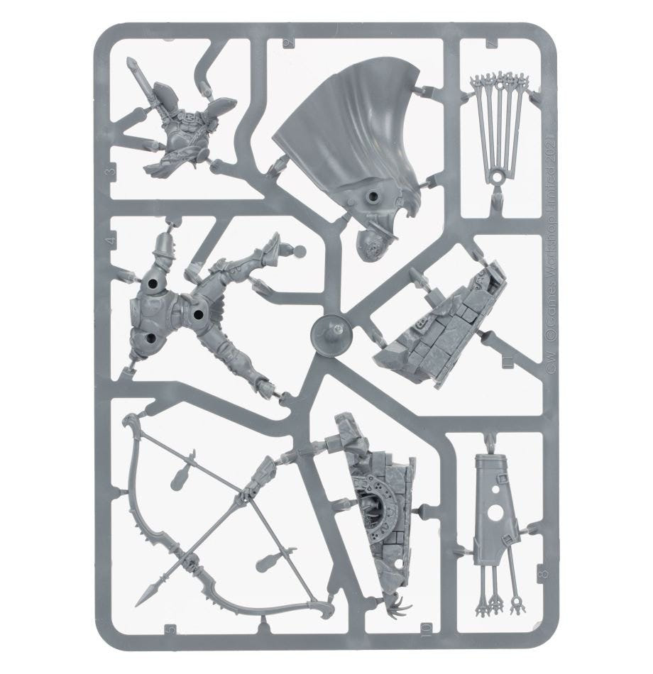 Knight-Judicator with Gryph-Hounds unpainted plastic sprue with greatbow, frame 2 of 2