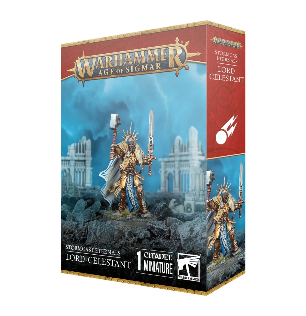 Games Workshop Age of Sigmar Stormcast Eternals Lord-Celestant box front showing the painted hero