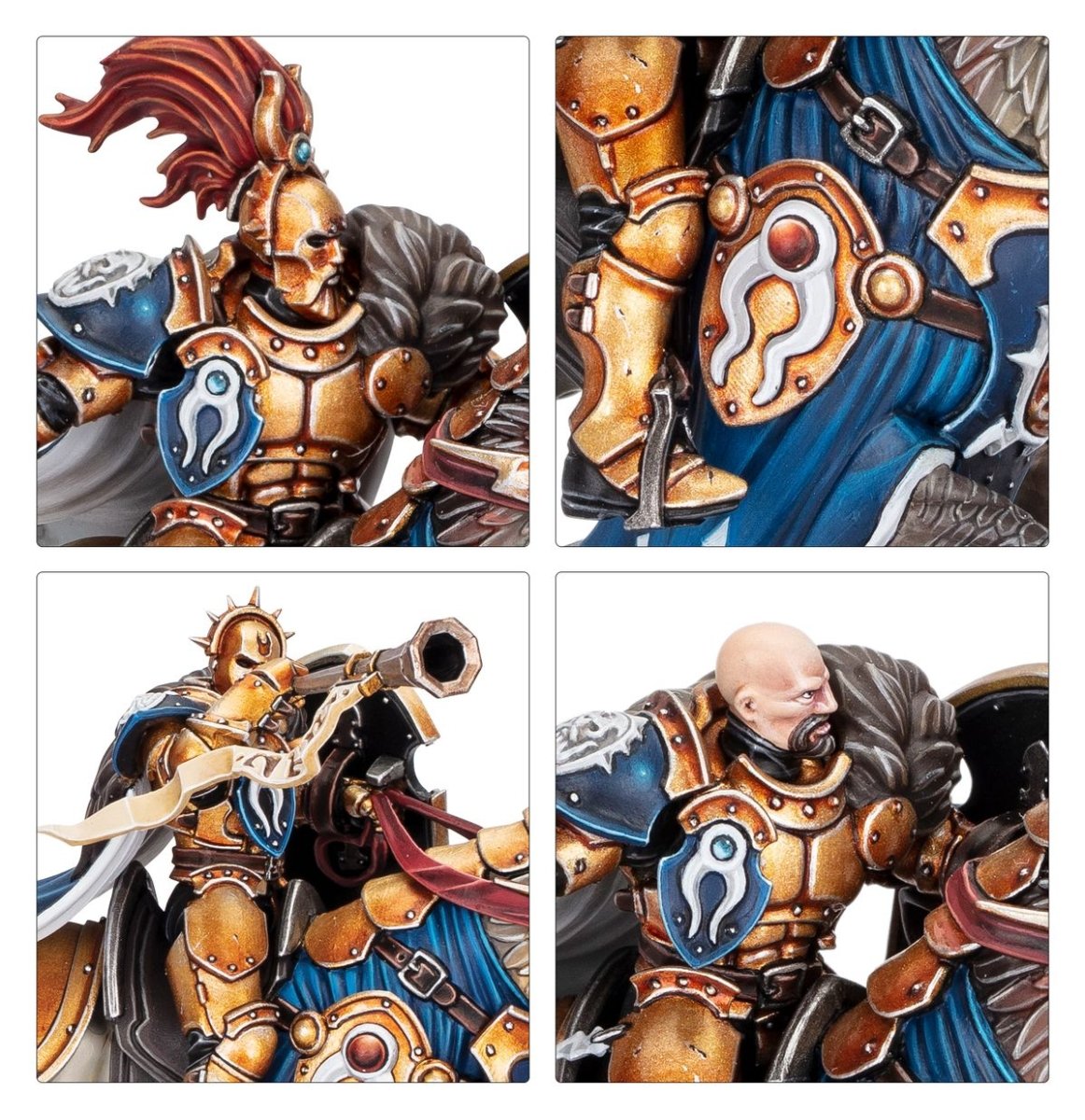 Close-ups of Stormstrike Palladors crested helm, armour and horn blower