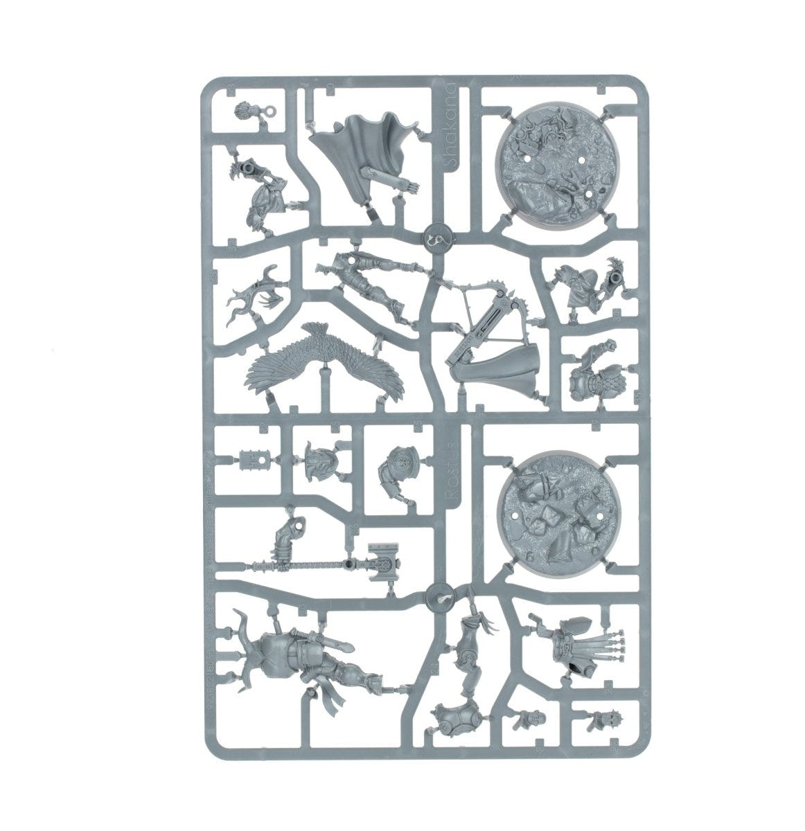 The Blacktalons unpainted plastic sprue with scenic base toppers, frame 1 of 3