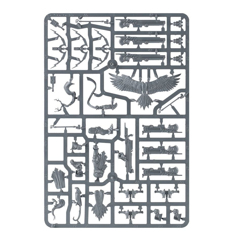 Stormcast Eternals Vanguard-Raptors unpainted grey plastic sprue, frame 2 of 2