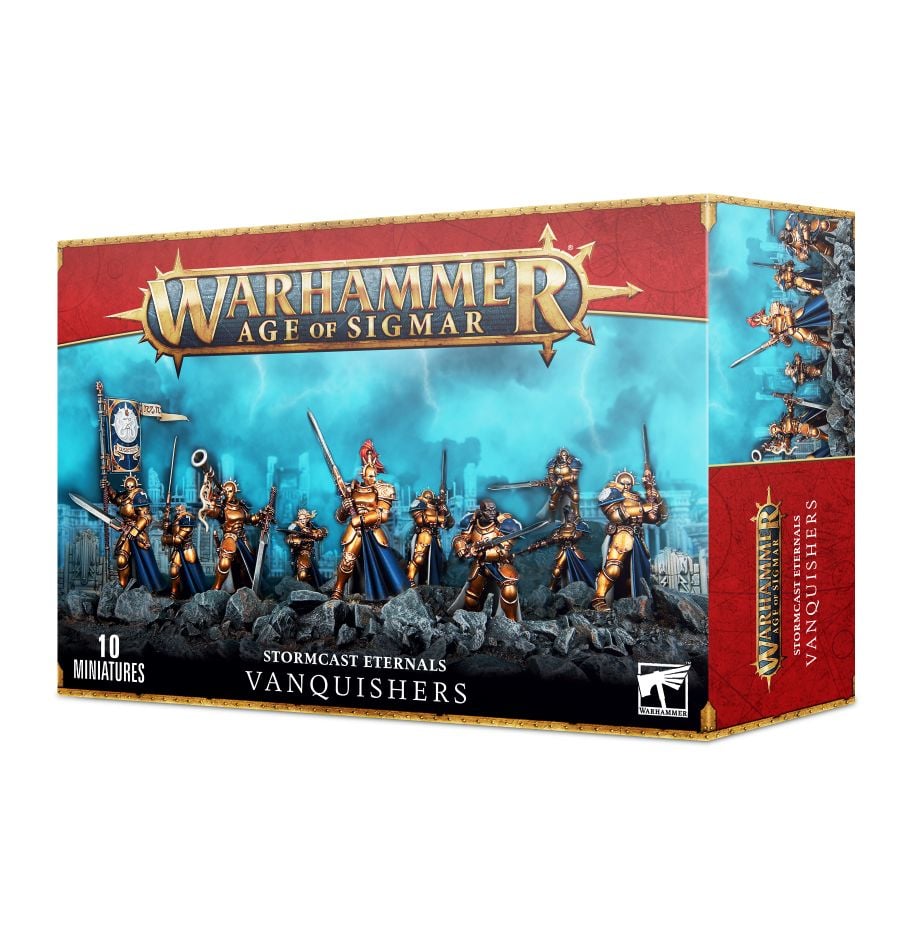 Warhammer Age of Sigmar Stormcast Eternals Vanquishers box with 10 miniatures, front view