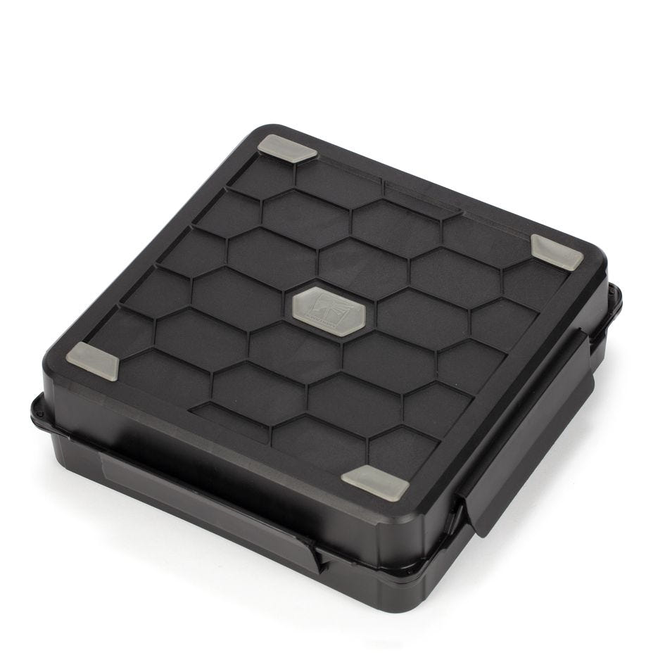 Stormvault Skirmish Case closed, angled view showing lid and side latches