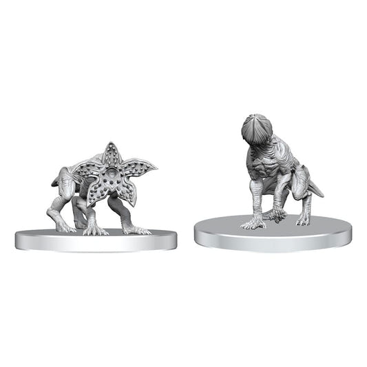 Stranger Things Demodogs unpainted miniatures, both Demodogs side by side