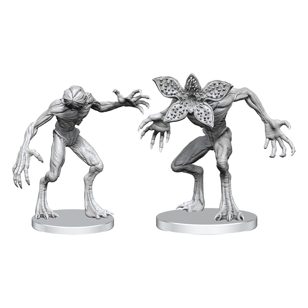 Stranger Things Demogorgons unpainted miniatures, both Demogorgons side by side