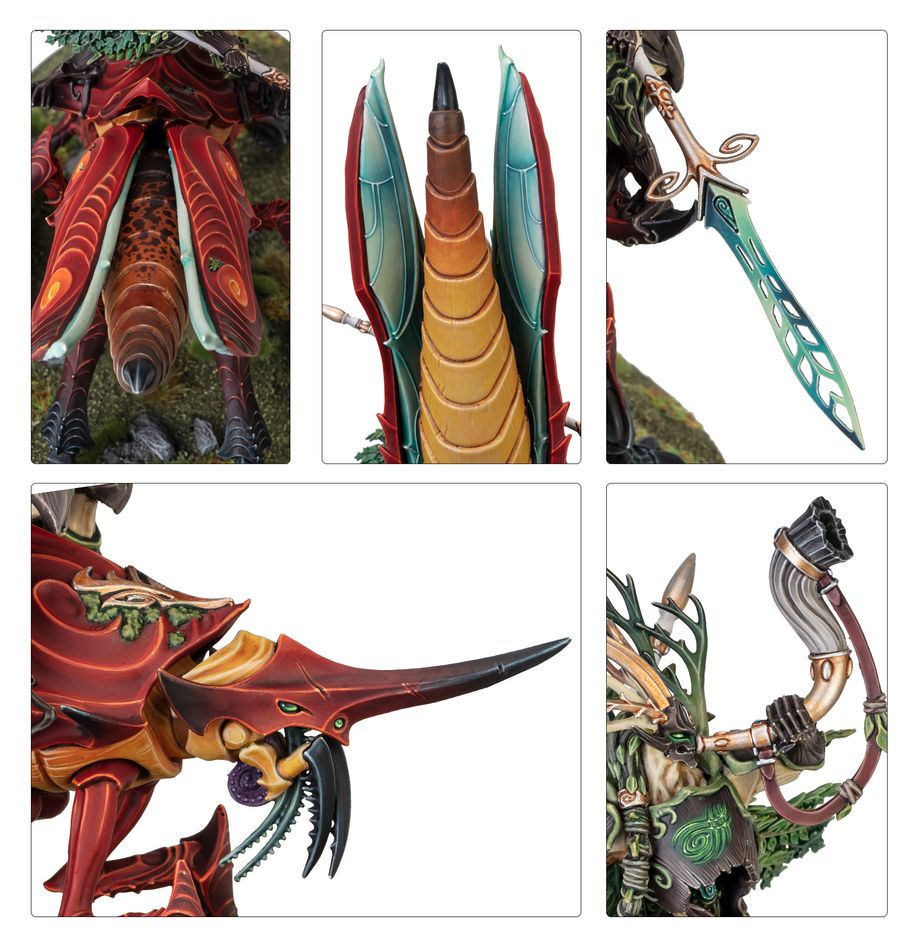 Close-ups of Belthanos's Greatspite mount, glaive blade and war-horn