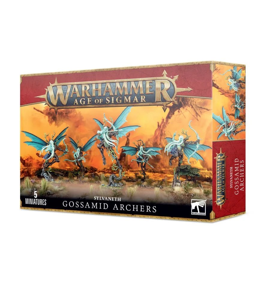 Games Workshop Age of Sigmar Sylvaneth Gossamid Archers box front showing five winged archers