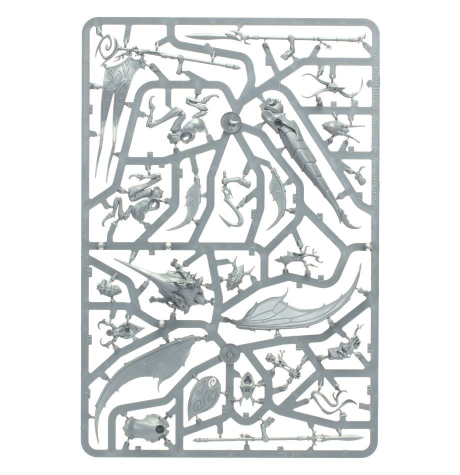 Sylvaneth Spiterider Lancers unpainted plastic sprue, frame 3 of 3