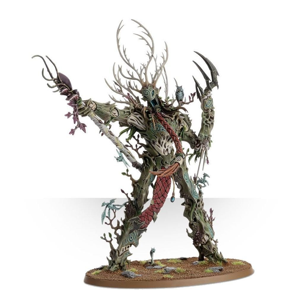 Painted tall Sylvaneth tree spirit with pale antler-like branches and claws, Strongroot Grove