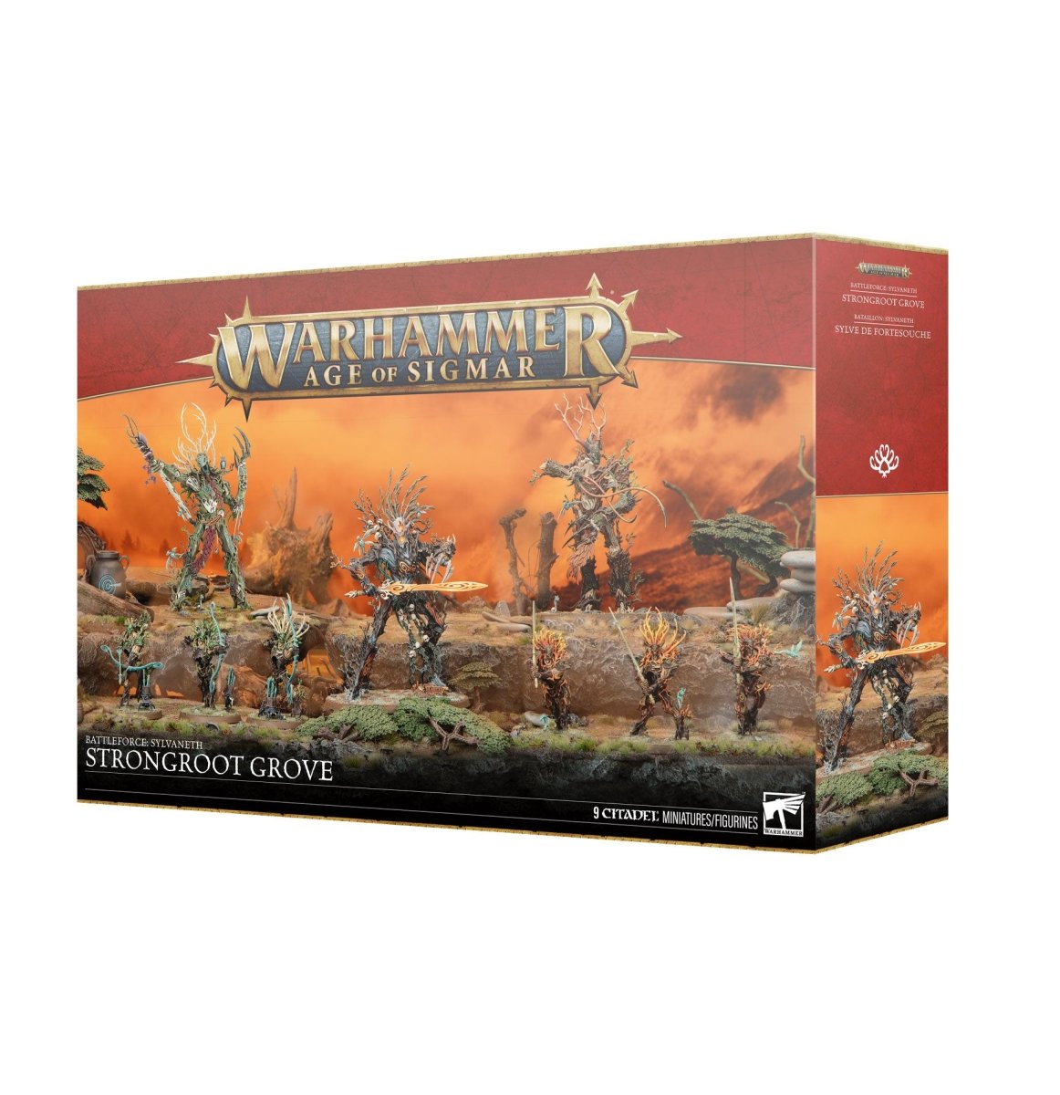 Games Workshop Age of Sigmar Sylvaneth Strongroot Grove box front with painted forest spirits