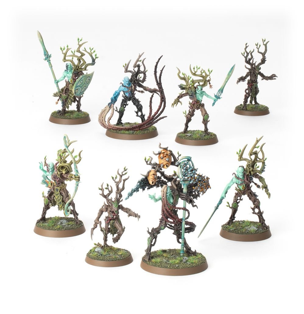 The Twisted Branch painted Sylvaneth warriors with spears and shields, group shot