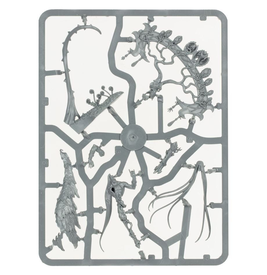 Sylvaneth Warsong Revenant unpainted plastic sprue, frame 2 of 3