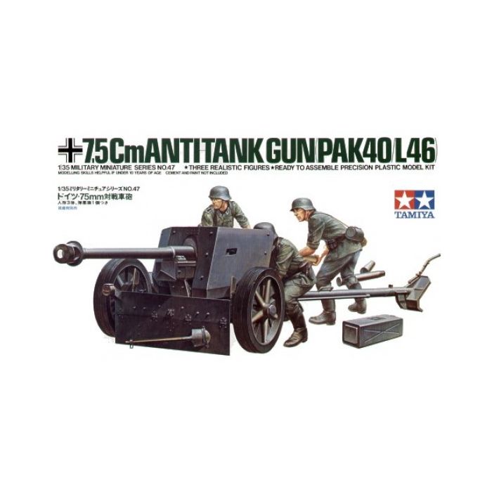 Tamiya 1:35 35047 7.5cm Antitank Gun (Pak40/L46) - Loaded Dice Barry Vale of Glamorgan CF64 3HD