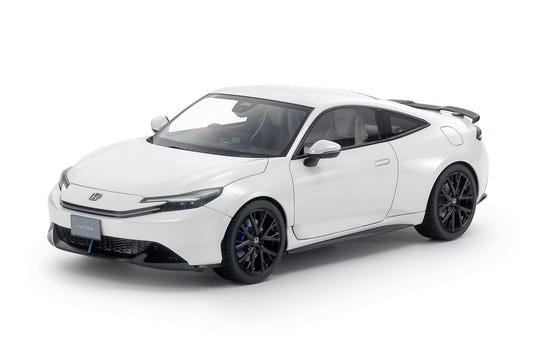 Tamiya 1/24 Honda Prelude 2025 kit, built model in white, front three-quarter view