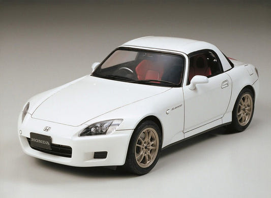 Tamiya 1/24 Honda S2000 Type V kit, built model in white with hardtop and gold wheels